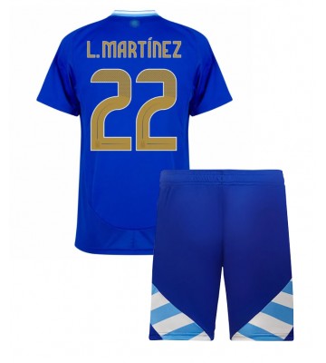 Argentina Lautaro Martinez #22 Bortatröja Barn Copa America 2024 Kortärmad (+ Korta byxor)
